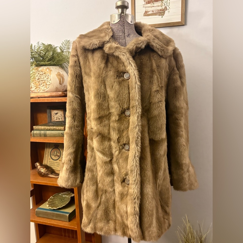 Women’s Jacket Coat Tassavel Fur Vintage Distressed Leather Sz. S/M Winter